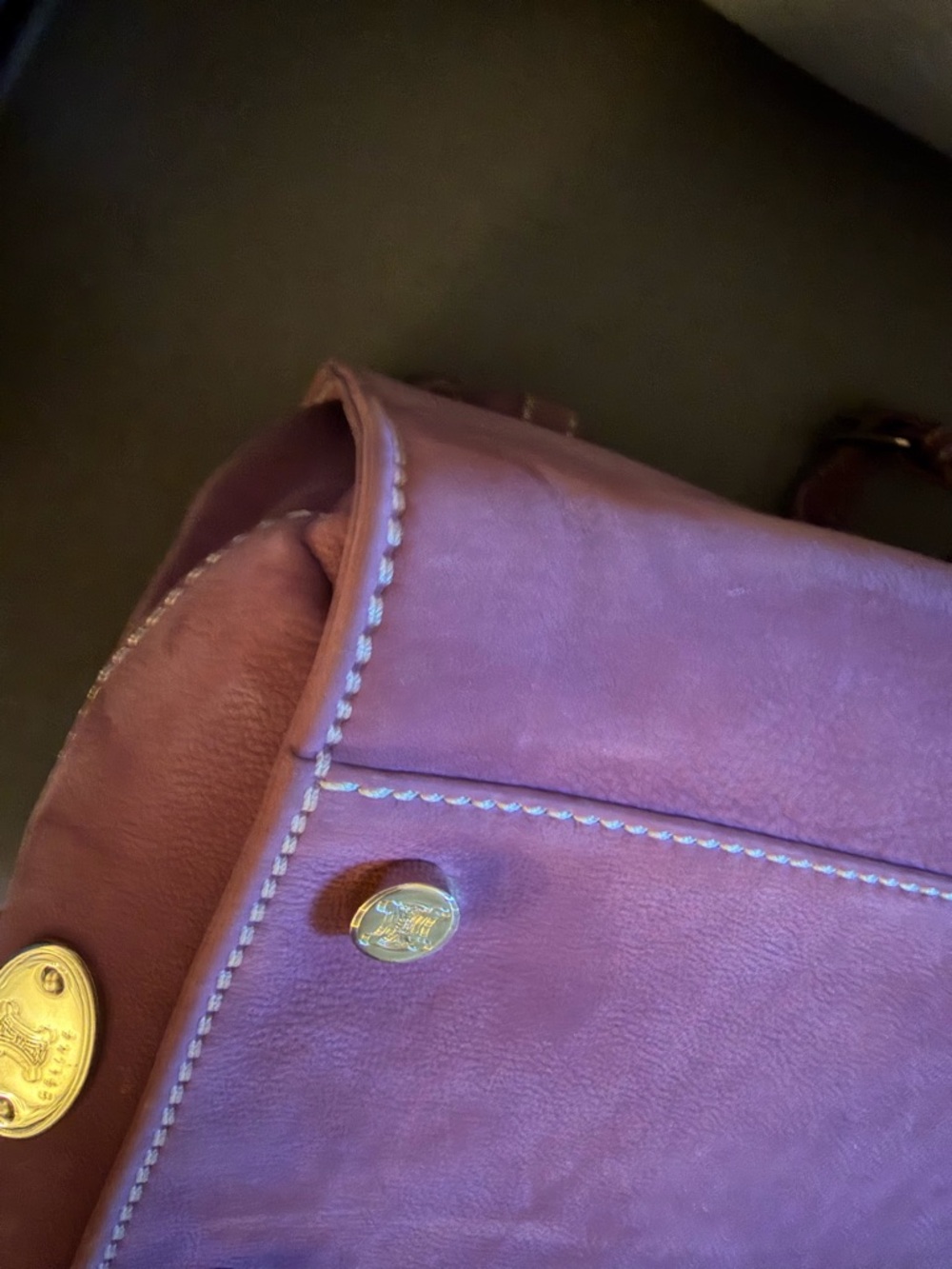 Celine Suede Satchel Handbag in Plum - Picture 11 of 14